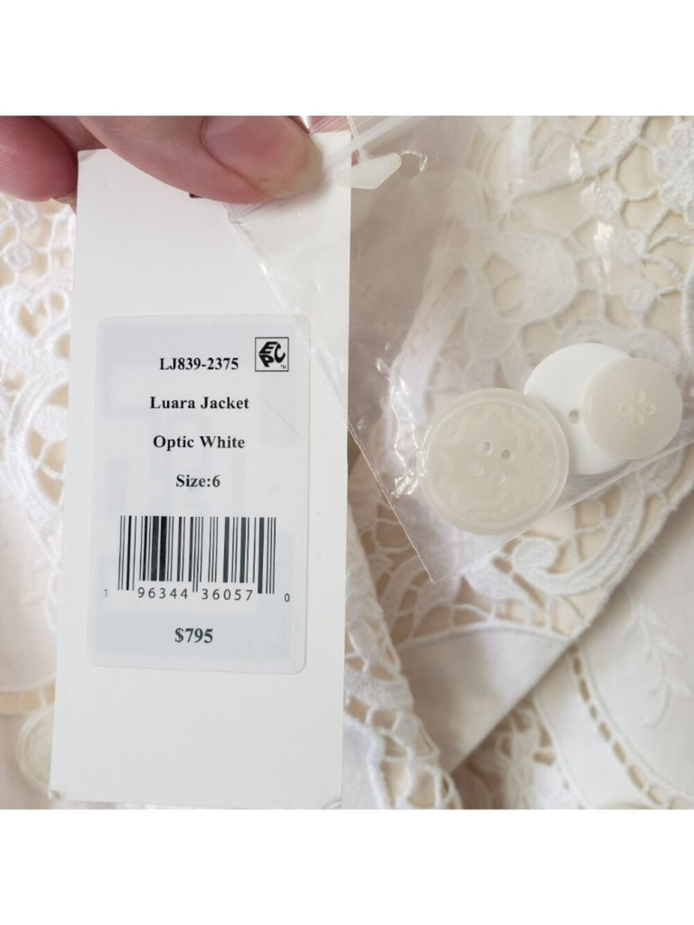 NEW LoveShackFancy Luara Cotton Doiley Lace Blazer Jacket White Bridal Coquette - Picture 6 of 16